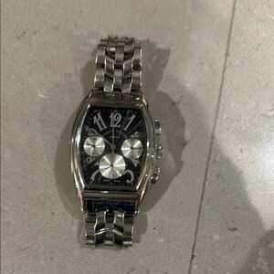 Franck Muller Silver and Black Chronograph Watch
